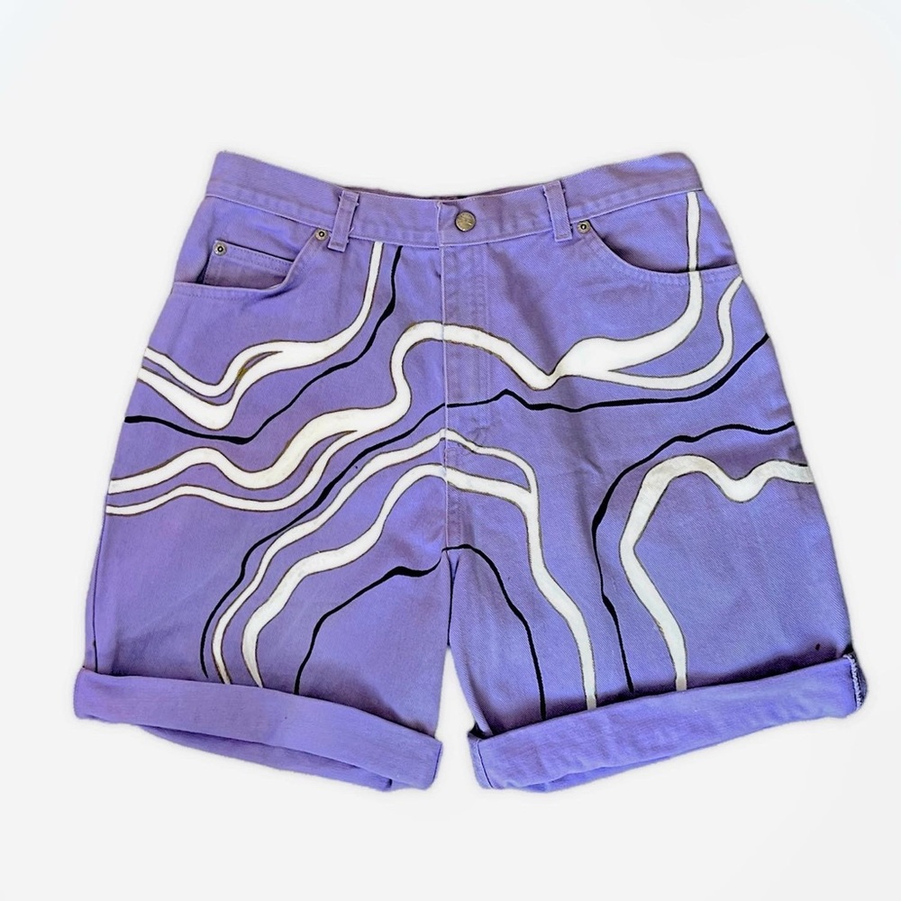 Hand Painted Custom Vintage Arizona Lavender Cut off Shorts